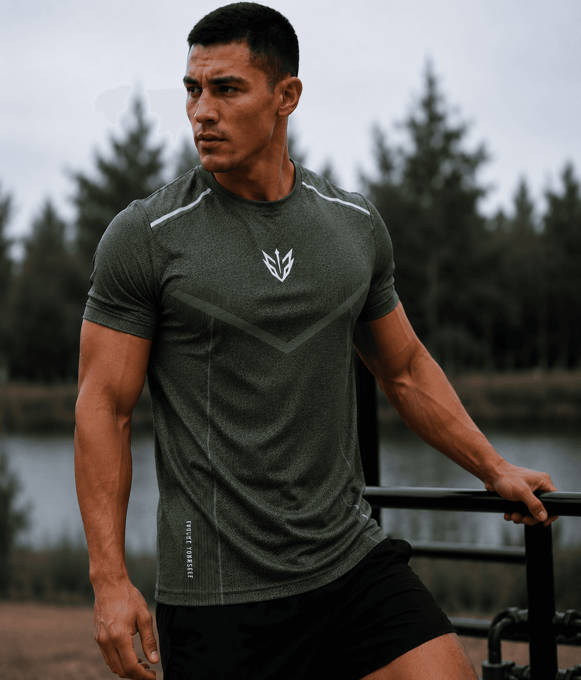 Series 01 Apex Performance Tee Forest campaign frame